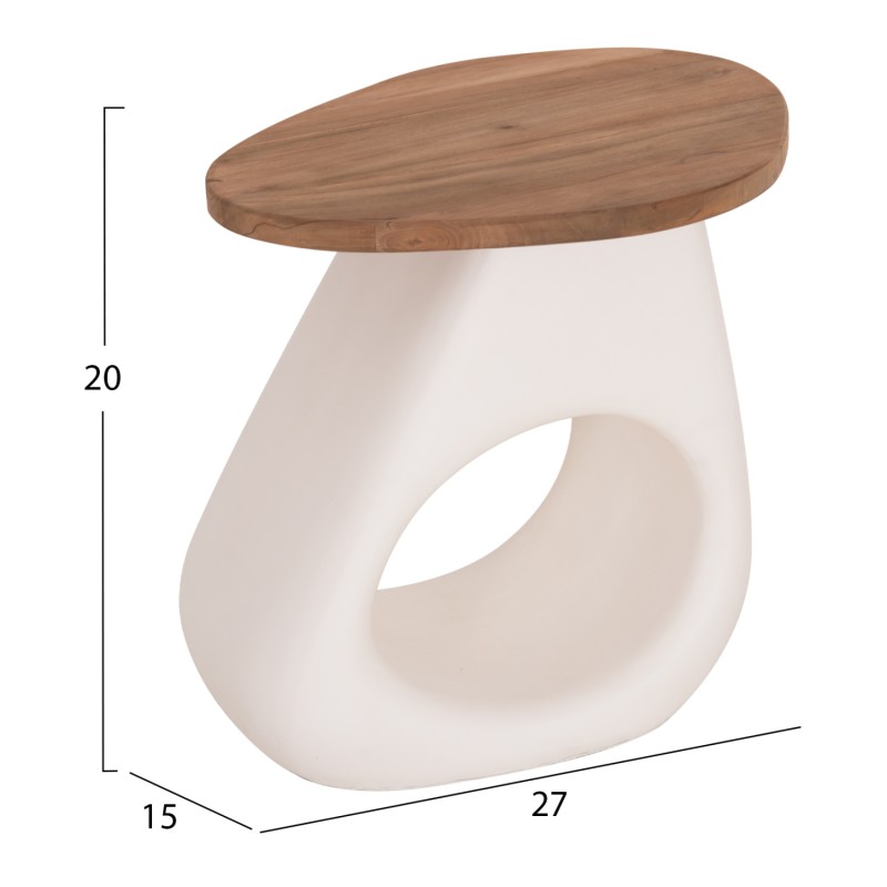 SIDE TABLE AIDA FK4692.02 FIBER CEMENT IN WHITE--TEAK WOOD TOP 47x60x59Hcm. SIDE TABLE AIDA FK4692.02 FIBER CEMENT IN WHITE--TEAK WOOD TOP 47x60x59Hcm.