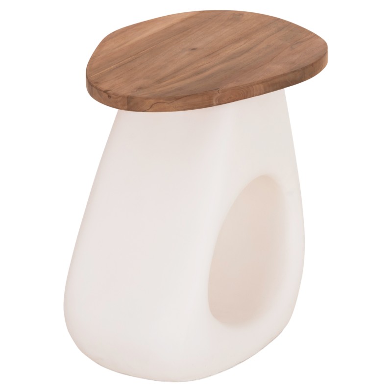 SIDE TABLE AIDA FK4692.02 FIBER CEMENT IN WHITE--TEAK WOOD TOP 47x60x59Hcm. SIDE TABLE AIDA FK4692.02 FIBER CEMENT IN WHITE--TEAK WOOD TOP 47x60x59Hcm.