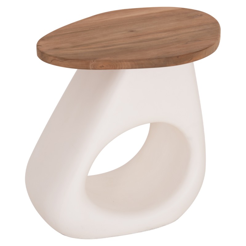 SIDE TABLE AIDA FK4692.02 FIBER CEMENT IN WHITE--TEAK WOOD TOP 47x60x59Hcm. SIDE TABLE AIDA FK4692.02 FIBER CEMENT IN WHITE--TEAK WOOD TOP 47x60x59Hcm.