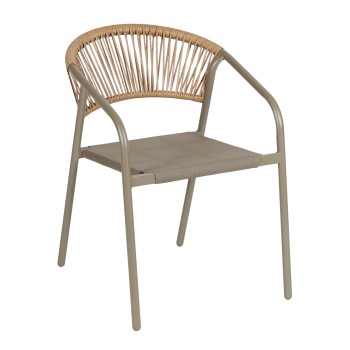 OUTDOOR ARMCHAIR HOMAN FK6430.04 METAL FRAME & TEXTILENE IN CHAMPAGNE--BEIGE P.E.RATTAN 53x58x75H