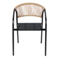 OUTDOOR ARMCHAIR HOMAN FK6430.03 METAL FRAME & TEXTILENE SEAT IN BLACK--BEIGE P.E.RATTAN 53x58x75H OUTDOOR ARMCHAIR HOMAN FK6430.03 METAL FRAME & TEXTILENE SEAT IN BLACK--BEIGE P.E.RATTAN 53x58x75H