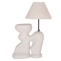 TABLE LAMP BOFEL FK4699.03 TERRACOTTA IN LIGHT GREY--TEDDY FABRIC CAP 33x14x54Hcm. TABLE LAMP BOFEL FK4699.03 TERRACOTTA IN LIGHT GREY--TEDDY FABRIC CAP 33x14x54Hcm.