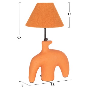 TABLE LAMP BOFEL FK4697 TERRACOTTA IN ORANGE--TEDDY FABRIC CAP 30x8x52Hcm. TABLE LAMP BOFEL FK4697 TERRACOTTA IN ORANGE--TEDDY FABRIC CAP 30x8x52Hcm.
