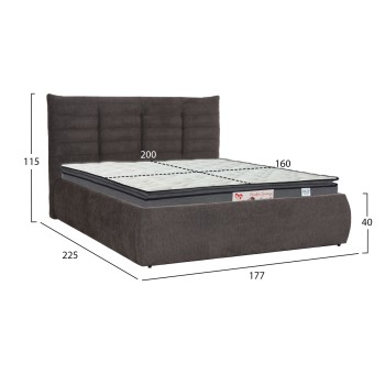 DOUBLE BED WITH MATTRESS SANDRA FK10770 GREY FABRIC--STORAGE SPACE--FOR MATTRESS 160x200cm DOUBLE BED WITH MATTRESS SANDRA FK10770 GREY FABRIC--STORAGE SPACE--FOR MATTRESS 160x200cm