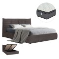 DOUBLE BED WITH MATTRESS SANDRA FK10770 GREY FABRIC--STORAGE SPACE--FOR MATTRESS 160x200cm DOUBLE BED WITH MATTRESS SANDRA FK10770 GREY FABRIC--STORAGE SPACE--FOR MATTRESS 160x200cm