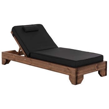 BEACH LOUNGER KORINOS FK10773.05T PINE WOOD IN WALNUT--CUSHION IN BLACK 79x204x80Hcm.