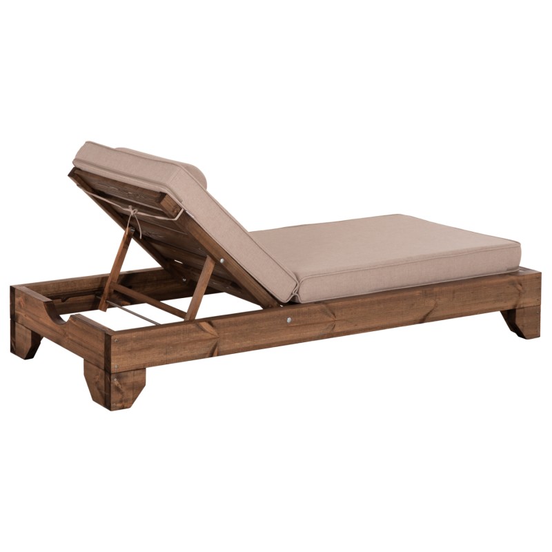 BEACH LOUNGER KORINOS FK10774.72 PINE WOOD IN WALNUT--OLEFIN CUSHION IN BEIGE 79x204x77Hcm. BEACH LOUNGER KORINOS FK10774.72 PINE WOOD IN WALNUT--OLEFIN CUSHION IN BEIGE 79x204x77Hcm.