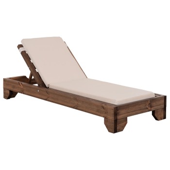 BEACH LOUNGER KORINOS FK10771.60T PINE WOOD IN WALNUT--CUSHION IN BEIGE 79x204x77Hcm.