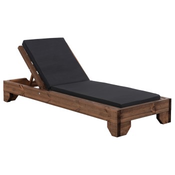 BEACH LOUNGER KORINOS FK10771.05T PINE WOOD IN WALNUT--CUSHION IN BLACK 79x204x77Hcm.