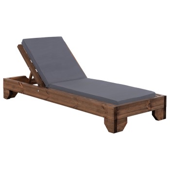 BEACH LOUNGER KORINOS FK10771.30T PINE WOOD IN WALNUT--CUSHION IN GREY 79x204x77Hcm.