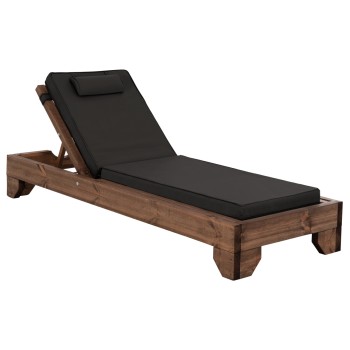BEACH LOUNGER KORINOS FK10772.05T PINE WOOD IN WALNUT--CUSHION IN BLACK 79x204x77Hcm.