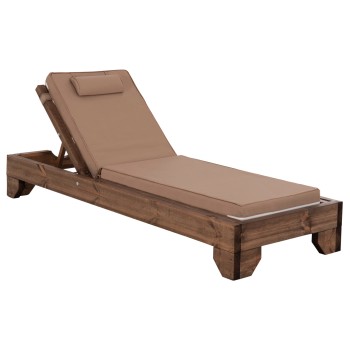 BEACH LOUNGER KORINOS FK10772.04T PINE WOOD IN WALNUT--CUSHION IN MOCHA 79x204x77Hcm.