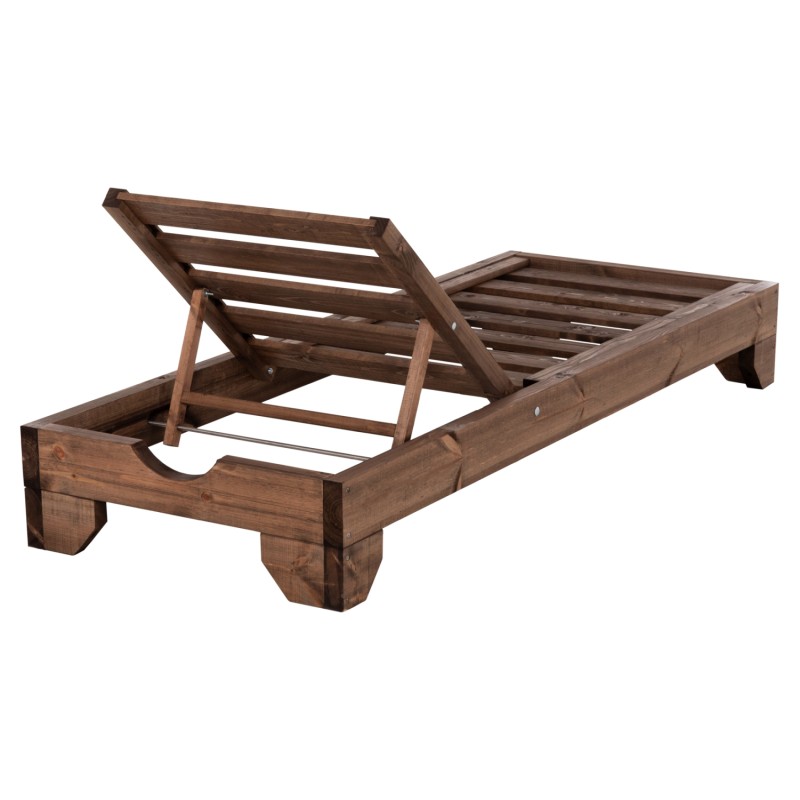 BEACH LOUNGER HEAVY-DUTY KORINOS FK10779.01 IMPREGNATED PINE WOOD IN WALNUT 79x204x77Hcm. BEACH LOUNGER HEAVY-DUTY KORINOS FK10779.01 IMPREGNATED PINE WOOD IN WALNUT 79x204x77Hcm.