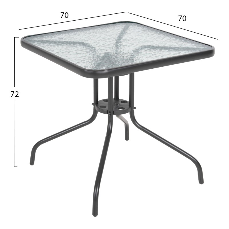 OUTDOOR DINING SET 3PCS FIGO FK10730.01-- 2 METAL CHAIRS & SQUARE TABLE 70x70cm GREY