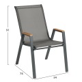 OUTDOOR DINING SET 3PCS FIGO FK10730.01-- 2 METAL CHAIRS & SQUARE TABLE 70x70cm GREY