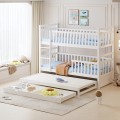 KIDS' BUNK BED WITH MATTRESSES & DRAWERS TRIPLON FK21318 PINE WOOD IN WHITE 207x97x168Hcm.