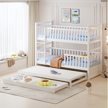 KIDS' BUNK BED WITH MATTRESSES & DRAWERS TRIPLON FK21318 PINE WOOD IN WHITE 207x97x168Hcm. KIDS' BUNK BED WITH MATTRESSES & DRAWERS TRIPLON FK21318 PINE WOOD IN WHITE 207x97x168Hcm.