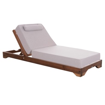 BEACH LOUNGER IKARIA FK10716.01 PINE WOOD IN WALNUT-OLEFIN IN HERRINGBONE COLOR-WITH CUSHION 20cm.