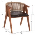 DINING CHAIR BRANN FK18238.11 TEAK WOOD-ROPE-BROWN PU 60x67x76Hcm. DINING CHAIR BRANN FK18238.11 TEAK WOOD-ROPE-BROWN PU 60x67x76Hcm.