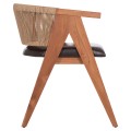 DINING CHAIR BRANN FK18238.11 TEAK WOOD-ROPE-BROWN PU 60x67x76Hcm. DINING CHAIR BRANN FK18238.11 TEAK WOOD-ROPE-BROWN PU 60x67x76Hcm.
