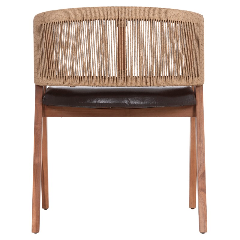 DINING CHAIR BRANN FK18238.11 TEAK WOOD-ROPE-BROWN PU 60x67x76Hcm. DINING CHAIR BRANN FK18238.11 TEAK WOOD-ROPE-BROWN PU 60x67x76Hcm.