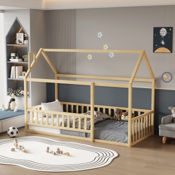 BED FOR KIDS WITH RAILINGS HOUSER FK706.01 t.MONTESSORI SOLID PINE WOOD IN NATURAL- 190x90cm. BED FOR KIDS WITH RAILINGS HOUSER FK706.01 t.MONTESSORI SOLID PINE WOOD IN NATURAL- 190x90cm.