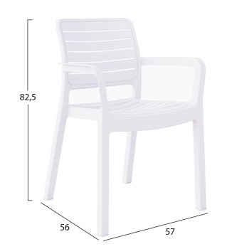 ARMCHAIR OUTDOOR FLAN FK6369.01 POLYPROPYLENE IN WHITE 57x56x82.5H cm. ARMCHAIR OUTDOOR FLAN FK6369.01 POLYPROPYLENE IN WHITE 57x56x82.5H cm.