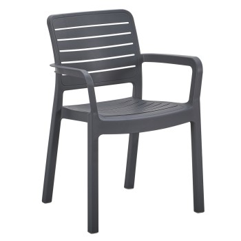 ARMCHAIR OUTDOOR FLAN FK6369.10 POLYPROPYLENE IN GREY 57x56x82.5Hcm.