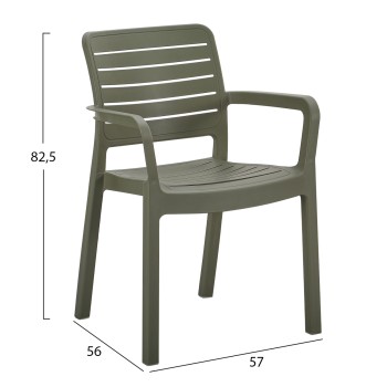 ARMCHAIR OUTDOOR FLAN FK6369.05 POLYPROPYLENE IN DARK OLIVE 57x56x82.5Hcm. ARMCHAIR OUTDOOR FLAN FK6369.05 POLYPROPYLENE IN DARK OLIVE 57x56x82.5Hcm.