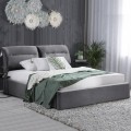 DOUBLE BED WITH MATTRESS KENDRA FK10720.01 GREY VELVET WITH STORAGE SPACE--FOR 160x200cm