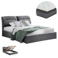DOUBLE BED WITH MATTRESS KENDRA FK10720.01 GREY VELVET WITH STORAGE SPACE--FOR 160x200cm