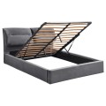 DOUBLE BED WITH MATTRESS KENDRA FK10720.01 GREY VELVET WITH STORAGE SPACE--FOR 160x200cm