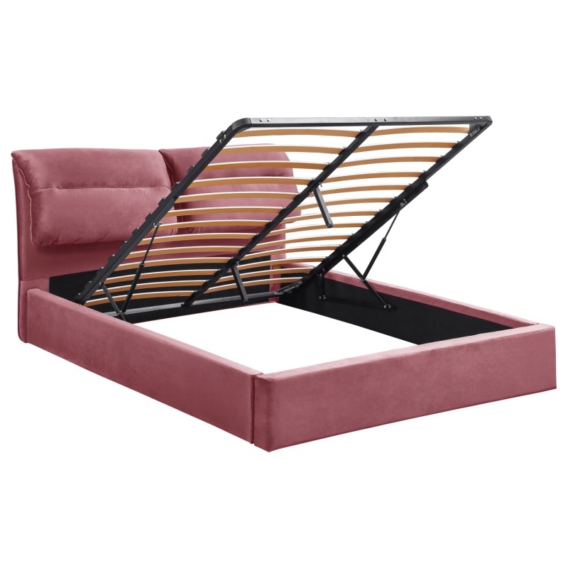 DOUBLE BED & MATTRESS KENDRA FK10830.02 DUSTY PINK VELVET WITH STORAGE SPACE--FOR 160x200cm DOUBLE BED & MATTRESS KENDRA FK10830.02 DUSTY PINK VELVET WITH STORAGE SPACE--FOR 160x200cm