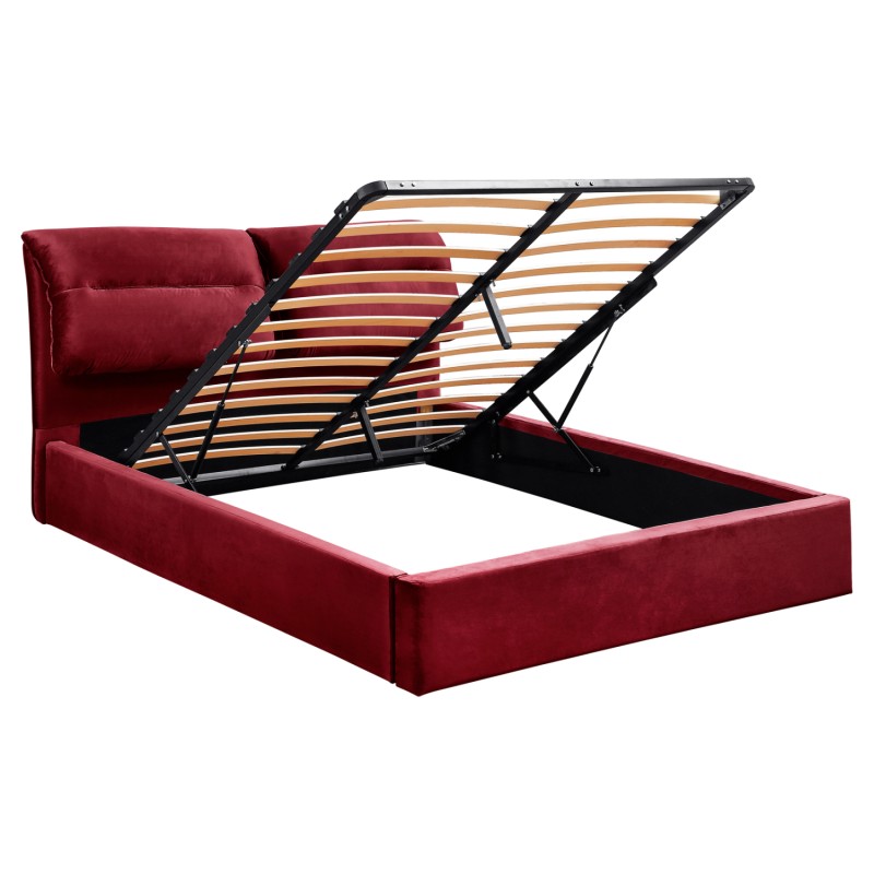 DOUBLE BED & MATTRESS KENDRA FK10720.06 BURGUNDY RED VELVET WITH STORAGE SPACE--FOR 160x200cm DOUBLE BED & MATTRESS KENDRA FK10720.06 BURGUNDY RED VELVET WITH STORAGE SPACE--FOR 160x200cm