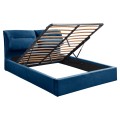 DOUBLE BED & MATTRESS KENDRA FK10831.18 BLUE VELVET WITH STORAGE SPACE--FOR 160x200cm