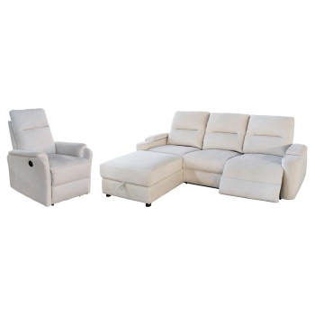 SET SOFA-RELAX ARMCHAIR SYNTHIA FK10735.01 BEIGE FABRIC--ELECTRIC RECLINE [L]