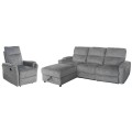 SET SOFA-RELAX ARMCHAIR SYNTHIA FK10735.03 GREY FABRIC--ELECTRIC RECLINE [L]