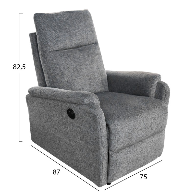 SET SOFA-RELAX ARMCHAIR SYNTHIA FK10735.03 GREY FABRIC--ELECTRIC RECLINE [L]