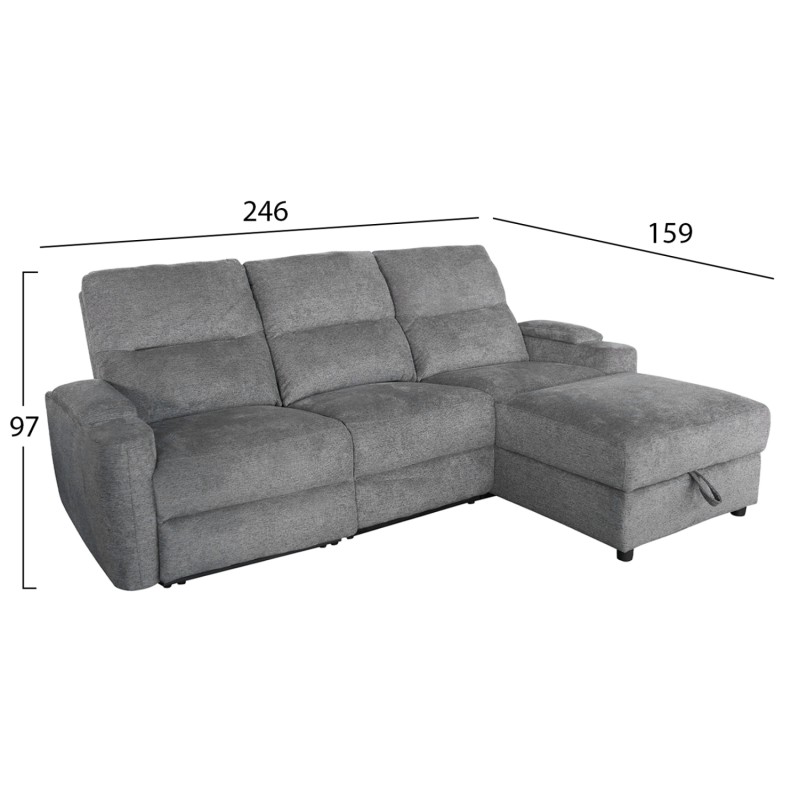 SET SOFA-RELAX ARMCHAIR SYNTHIA FK10736.03 GREY FABRIC--ELECTRIC RECLINE [R]