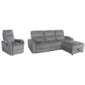 SET SOFA-RELAX ARMCHAIR SYNTHIA FK10736.03 GREY FABRIC--ELECTRIC RECLINE [R]