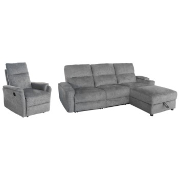 SET SOFA-RELAX ARMCHAIR SYNTHIA FK10736.03 GREY FABRIC--ELECTRIC RECLINE [R]
