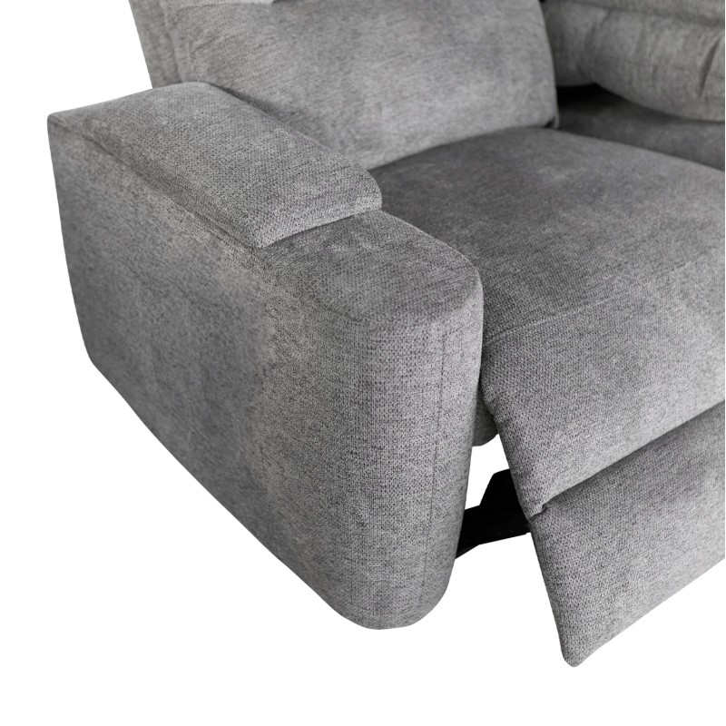 SET SOFA-RELAX ARMCHAIR SYNTHIA FK10736.03 GREY FABRIC--ELECTRIC RECLINE [R]