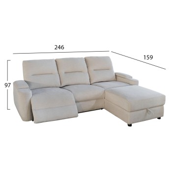 SET SOFA-RELAX ARMCHAIR SYNTHIA FK10736.01 BEIGE FABRIC--ELECTRIC RECLINE [R]