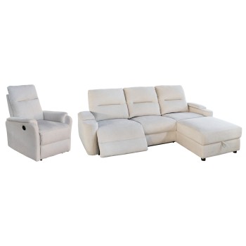 SET SOFA-RELAX ARMCHAIR SYNTHIA FK10736.01 BEIGE FABRIC--ELECTRIC RECLINE [R]