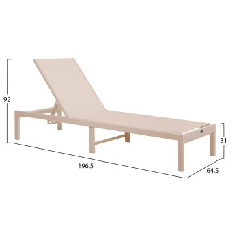ALUMINUM SUNBED THATCHER FK5983.04 CHAMPAGNE-COLORED FRAME & TEXTILENE 197x64x92Hcm. ALUMINUM SUNBED THATCHER FK5983.04 CHAMPAGNE-COLORED FRAME & TEXTILENE 197x64x92Hcm.