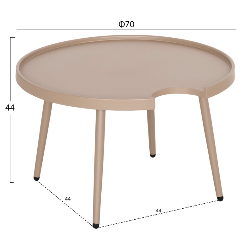 OUTDOOR ROUND COFFEE TABLE TEROC FK6434.03 ALUMINUM IN CAPPUCCINO Φ70x44Hcm