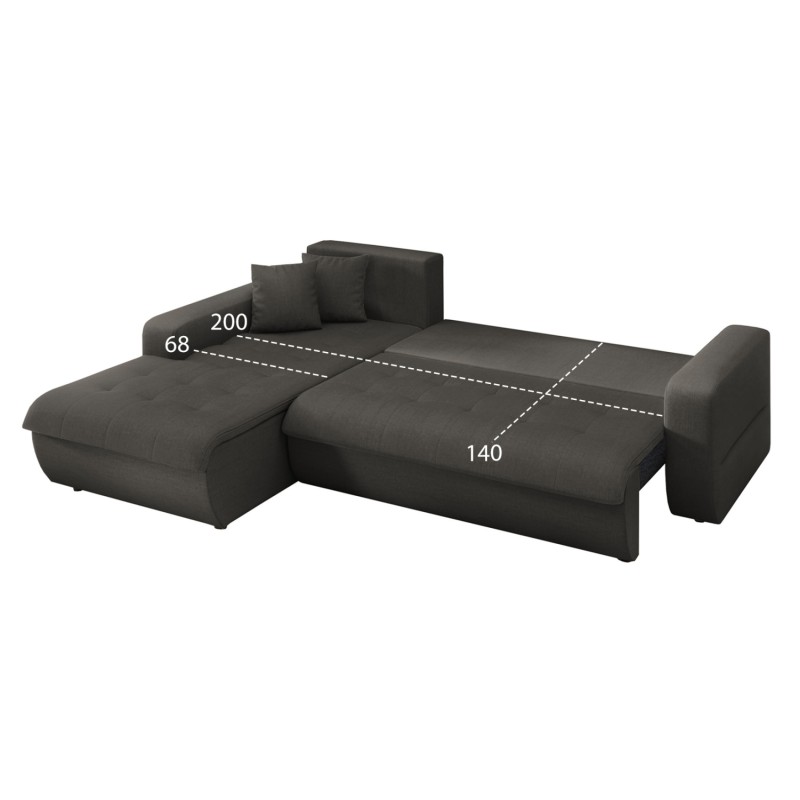 CORNER SOFABED LEFT KANSO FK3338.01L GREY FABRIC 244x188x80Hcm. CORNER SOFABED LEFT KANSO FK3338.01L GREY FABRIC 244x188x80Hcm.