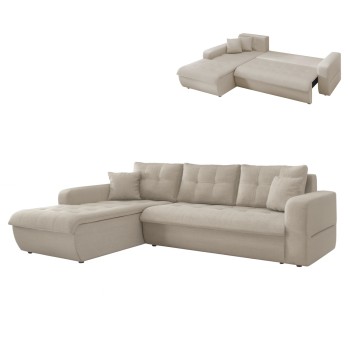 CORNER SOFABED LEFT KANSO FK3338.03L BEIGE FABRIC 244x188x80Hcm.