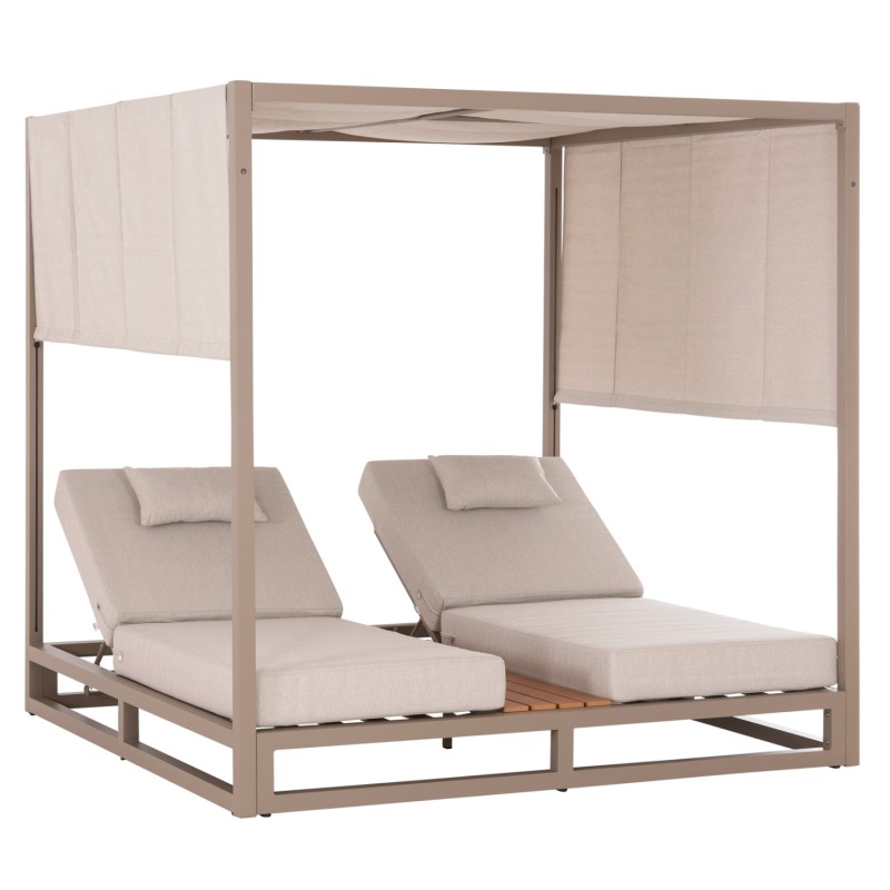 DOUBLE LOUNGE SUNBEDS WITH SUNSHADES GALLANT FK6097.04 ALUMINUM IN CAPPUCCINO 2x2x2m DOUBLE LOUNGE SUNBEDS WITH SUNSHADES GALLANT FK6097.04 ALUMINUM IN CAPPUCCINO 2x2x2m