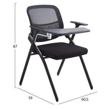 CONFERENCE CHAIR FOLDABLE WITH WRITING BOARD DENO FK1209.01 MESH FABRIC BLACK 65x63x82Hcm CONFERENCE CHAIR FOLDABLE WITH WRITING BOARD DENO FK1209.01 MESH FABRIC BLACK 65x63x82Hcm
